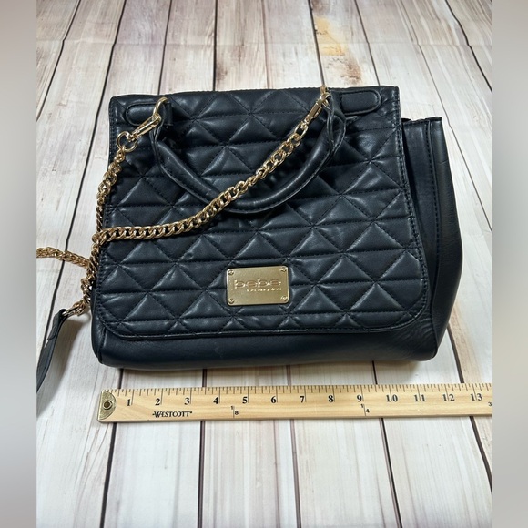 Parisian Chic Bebe Black and Gold Quilted Shoulder Bag. - Picture 11 of 14